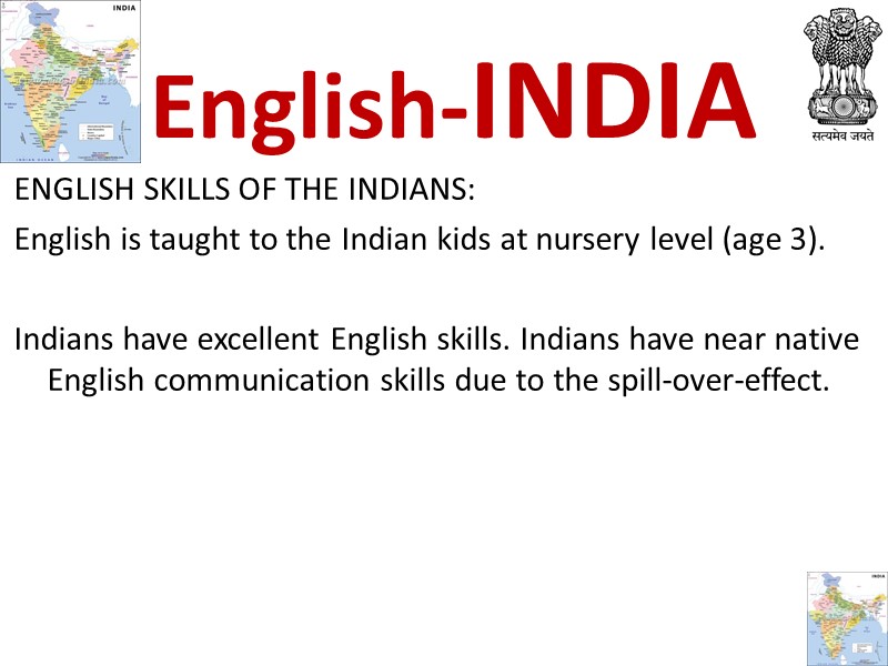 ENGLISH SKILLS OF THE INDIANS: English is taught to the Indian kids at nursery